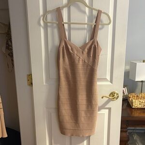 Herve Leger Nude/Tan Bandage Mini Dress